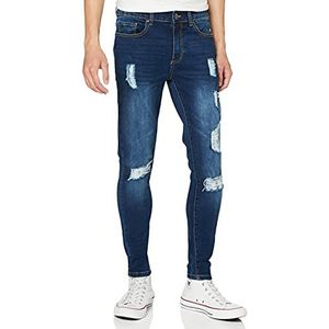 Enzo skinny heren jeans, Blauw (Mid Stonewash Mid Stonewash), 30W x 34L(Fabrikant maat:30L)