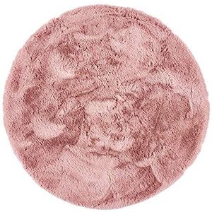 Schapenvacht lamsvel look kunstbont tapijt roze rond 80cm