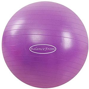 BalanceFrom Anti-burst en slipbestendige oefenbal, yogabal, fitnessbal, geboortebal met snelpomp, 2 lb capaciteit (48-55 cm, M, paars)