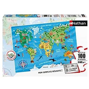 Nathan Puzzel 100 delen wereldkaart voor kinderen, monumenten, 400556867752