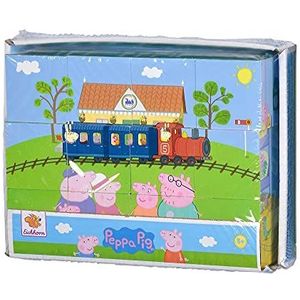 Eichhorn 109265708 - Peppa Pig Foto Houten Puzzelkubus, 6 motieven met 12 blokken, 6 sjablonen, 13 stuks, 16x12cm, FSC® 100%, berkenhout, vanaf 3 jaar