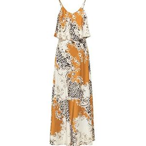 faina Maxi-jurk met allover-print dames 1922837, cognac meerkleurig, S