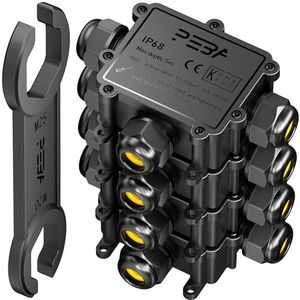 PEBA® IP68 Waterdichte Kabelaansluitdoos, 3-weg Outdoor kabelverbinders, Kabelverbinder,Waterdichte Kabelaansluitdoos,Aansluitdozen,Kabeldozen, Kabelverbinding voor Ø4-14mm Kabeldiameter zwart