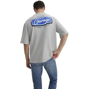 Mavi Heren Garage Printed Tee T-shirt, Light Grey Melange, S, lichtgrijs gem., S