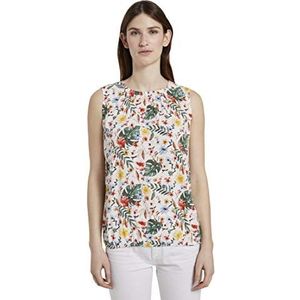 TOM TAILOR Dames Blouse-top met elastische tailleband 1019500, 24053 - White Watercolor Flower Design, 36