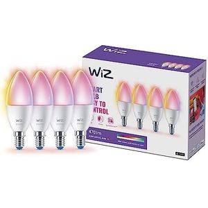 WiZ Kaarslamp 4-pack - Gekleurd en Wit Licht - Slimme LED Verlichting - E14 fitting - 40W - Mat - Wi-Fi