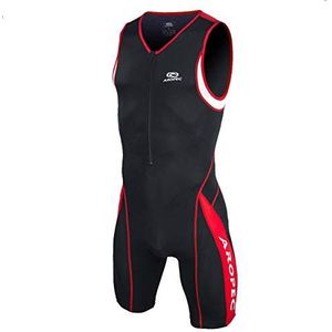 Aropec Heren Panther Lycra Triathlon One Piece Tri Suit-Zwart/Rood, Klein
