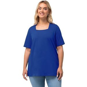 Ulla Popken Dames A-lijn, Carree-hals, T-shirt met korte mouwen, kobaltblauw, 46-48