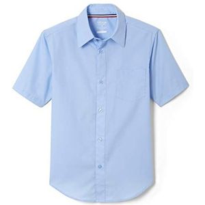 French Toast Boys' Short Sleeve Classic Poplin Dress Shirt (Standard & Husky), Light Blue, 14