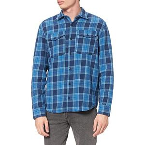 JACK & JONES Overhemd met ruitpatroon, keperbinding, Peacoat/pasvorm: overshirt fit, S