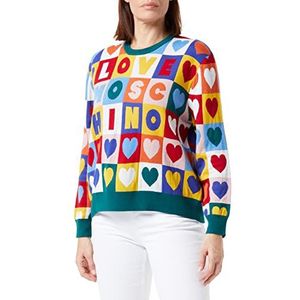 Love Moschino Dames Comfort Fit Long-Sleeved Pullover met Harten Pullover, geel, roze, rood, groen, zwart, 46