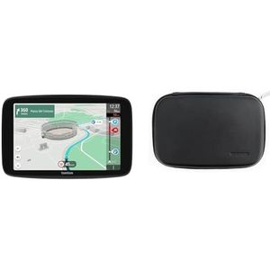 TomTom GO Superior Autonavigatie 7 inch met Traffic & Premium Lederen Draagtas voor GO Discover, Camper Max en Expert Navigatiesysteem, Zwart