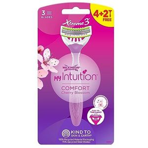 Wilkinson Sword - MyIntuition Comfort Xtreme 3 - Wegwerpscheerapparaat - Scheerapparaat met 3 flexibele messen voor dames - Draaibare kop - 2 smeerstrips - Pak 4+2