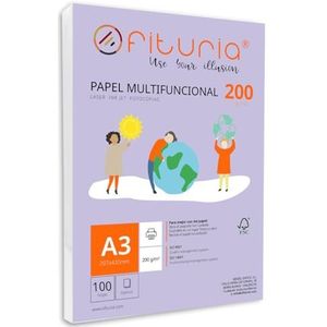 A3-papier, 200 g, met 100 witte vellen, multifunctioneel papier voor school en werkomgeving. Ideaal voor laserprinters, inkjetprinters of kopieerapparaten. Ofituria