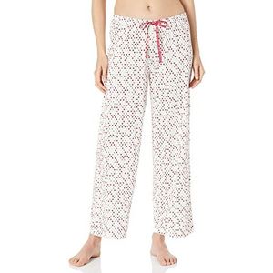 HUE Lange pyjamabroek voor dames, met print, met gebreide snit, Off White – Be My Dot, S