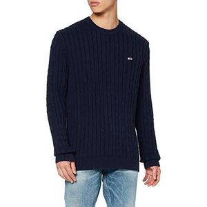 Tommy Jeans TJM Essential Cable Sweater Pullover voor heren, Twilight Navy, L