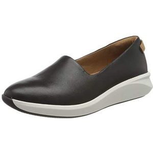Clarks Un Rio Step Slip On Sneakers voor dames, Grijs Zwart Leer Zwart Leer, 42 EU