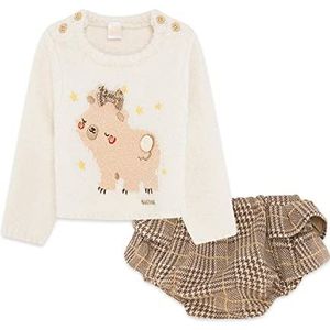 Tuc Tuc Jersey tricot en ranita strik voor meisjes, beige, brownie, FW21, trui, 3-6 m voor baby's