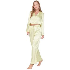 Trendyol Vrouwen vrouw effen geweven pyjamaset, groen, 38 (Pack van 2), Groen