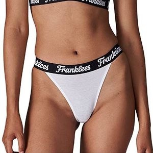 Franklees Tanga-ondergoed voor dames, superzacht, ademend katoen, grappige prints, passend damesondergoed, comfortabele slipjes, passend ondergoed voor koppels, Wit, M