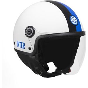 Tucano Urbano EL'JETTIN INTER Unisex Demi-jethelm, motorhelm gemaakt van polycarbonaat met originele graphics Inter FC. zomerhelm, winterhelm, ECE 22.06, officieel gelicentieerd product, wit, maat S