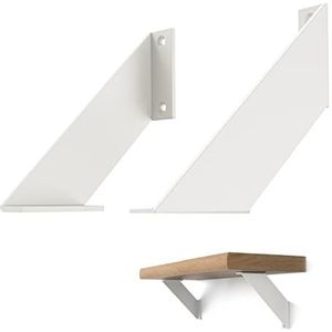 Chas Bete Houder voor wandrek, wit, plank, metaal, roestvrij, voor planken, 15 cm, 2 stuks