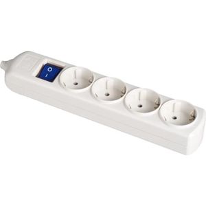 Twee-polig stopcontact, 4 stopcontacten met T/TL-technologie, 10/16 A, 250 V, wit, uitgerust met lichtschakelaar, ideaal voor een veilige en efficiënte verbinding van je apparaten, model 8004IL.