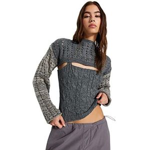 Trendyol FeMan Regular fit Basic Crew Neck Knitwear Trui, Antraciet, S, Antraciet, S