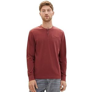 TOM TAILOR T-shirt met lange mouwen voor heren, 32220 - Burned Bordeaux Red, XL
