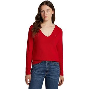 Tommy Hilfiger Dames CO Cardi Stitch V-NK LS WW0WW44452 pullovertrui, rood, XXS, Rood (primair rood), XXS