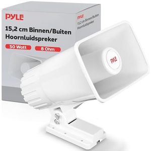 Pyle Indoor en Outdoor PA Horn Luidspreker – PA Speaker met 8 Ohm Impedantie & 65 Watt Piekkracht – Inclusief Beugel en Montagemateriaal –Wit