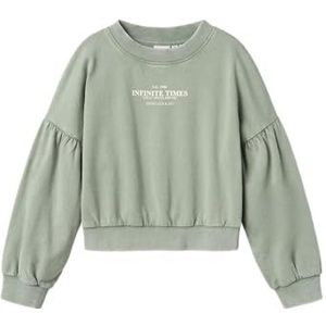 NAME IT Nkfotylle Ls Short Nreg Sweat Bru sweatshirt voor meisjes, Lily Pad, 122-128
