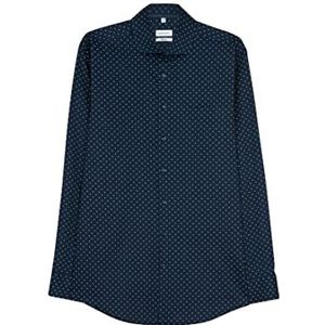 Seidensticker Heren regular fit lange mouwen keperstof overhemd, blauw (19), 40