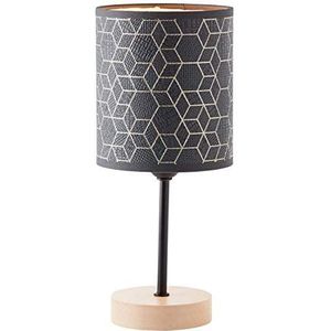 BRILLIANT Galance tafellamp klein zwart Binnenverlichting, tafellampen, decoratief | 1x A60, E27, 40W, geschikt voor normale lampen (niet inbegrepen) | A ++ | Edel structuurscherm gemaakt van echt vinylbehang