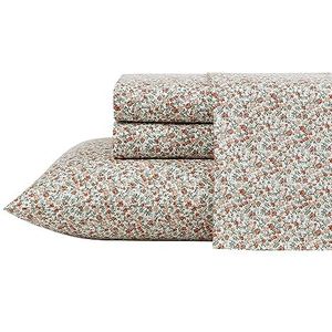 Laura Ashley - Queensize lakens, katoenen percal beddengoedset, knapperige en coole woondecoratie (Emogene Burnt Orange, Queen)