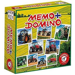 Piatnik 6594 - compact spel Memo Domino - tractoren