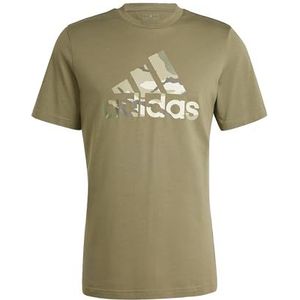 adidas Heren Camo Badge of Sport Graphic Tee, Olive Strata, S Tall