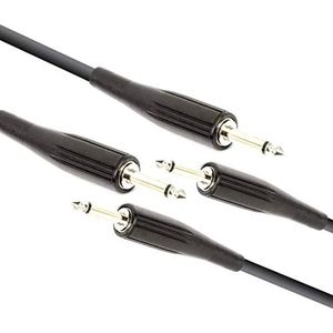 Audiokabel jack zwart mono 6,3 mm naar 6,3 mm mono-jack 3 m voor muziekinstrumenten bass pedaalbord platte luidspreker audio mengpaneel (2 stuks)