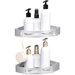 Zilverkleurige driehoek, zelfklevend, badkamer, keuken, zilver, douchemand, organizer voor douchemand, opslag, shampoo (set van 2)