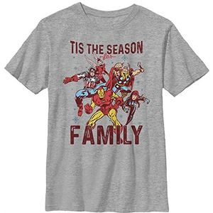 Marvel Boys Avengers Classic T-shirt voor familieseizoen, Atletische heide, XS