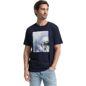 TOM TAILOR - Shirt - Duifblauw - Motiefprint - Kwartmouw