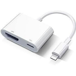 Lightning adapter AV Digital [Apple MFI gecertificeerd] iPhone iPad HDMI-adapter TV Lightning naar HDMI Plug and Play kabel voor iPhone 14/13/12/SE/11/XS/XR/X/8/7/iPad op TV/HDTV/Monitor/projector