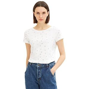 TOM TAILOR Dames T-shirt 1036196, 32081 - Offwhite Shell Waves Design, XL