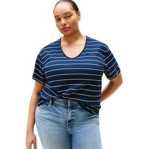 Tommy Hilfiger - Curve Shirt - T-shirt - Big Stp Dark Night Navy - Katoen