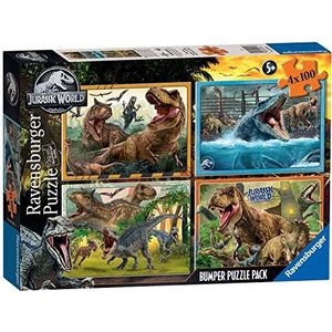 Ravensburger Puzzel, Jurassic World, 4 x 100 stukjes, puzzels voor kinderen, aanbevolen leeftijd 5+, 05619 4