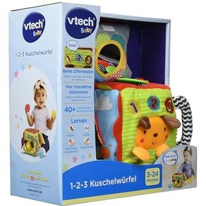 VTech 80-528204 1-2-3 knuffeldobbelstenen babyspeelgoed, kleurrijk, centimeter