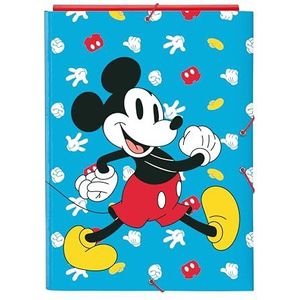 Safta -M068 Mickey Mouse Fantastische map met 3 kleppen, ideaal voor kinderen van verschillende leeftijden, comfortabel en veelzijdig, kwaliteit en duurzaamheid, 26 x 36,5 cm, blauw/rood, standaard