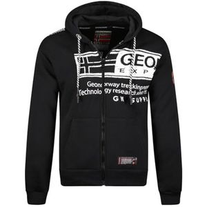 Geographical Norway Fernando Heren hoodie kangoeroezak sweatshirt logo pullover capuchon warme lange mouwen heren lente zomer herfst winter (zwart L), Zwart, L/Tall