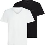 Karl Lagerfeld - Elongated Logo - V-hals T-shirt - Wit/Zwart - Herenondergoed - 2 stuks
