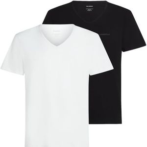 Karl Lagerfeld - Elongated Logo - V-hals T-shirt - Wit/Zwart - Herenondergoed - 2 stuks